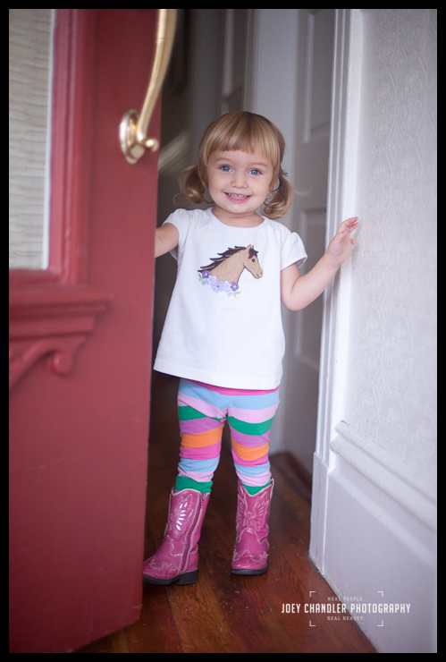 girl opening door